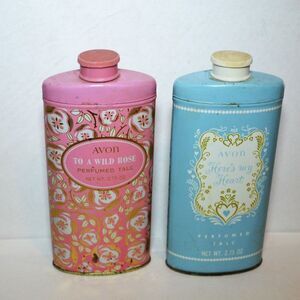 2 Vintage Avon Perfumed Talc With Product 2.75oz Collectible Decor After Bath
